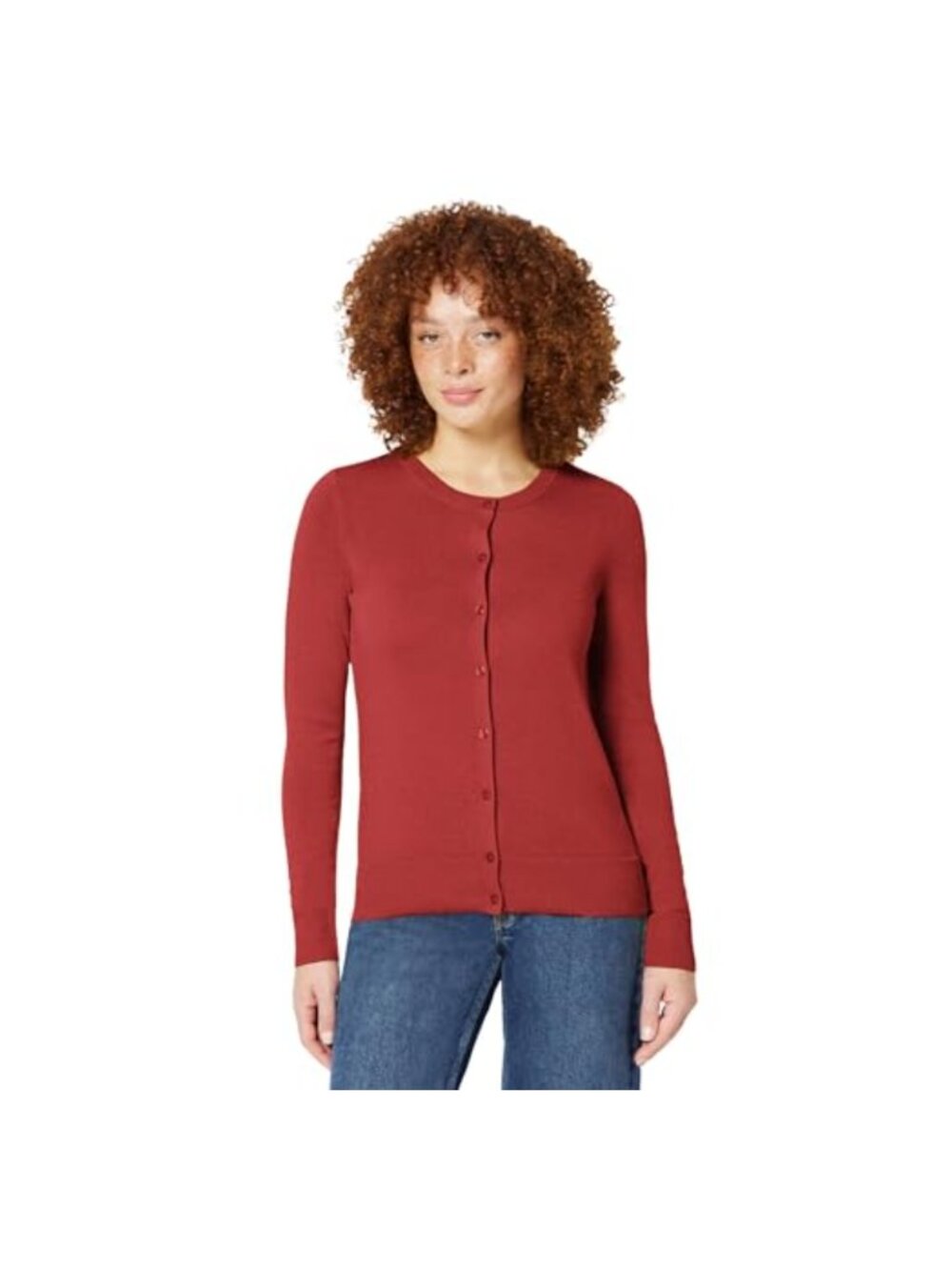 Plus Size Lightweight Crewneck Cardigan Sweater Button Front